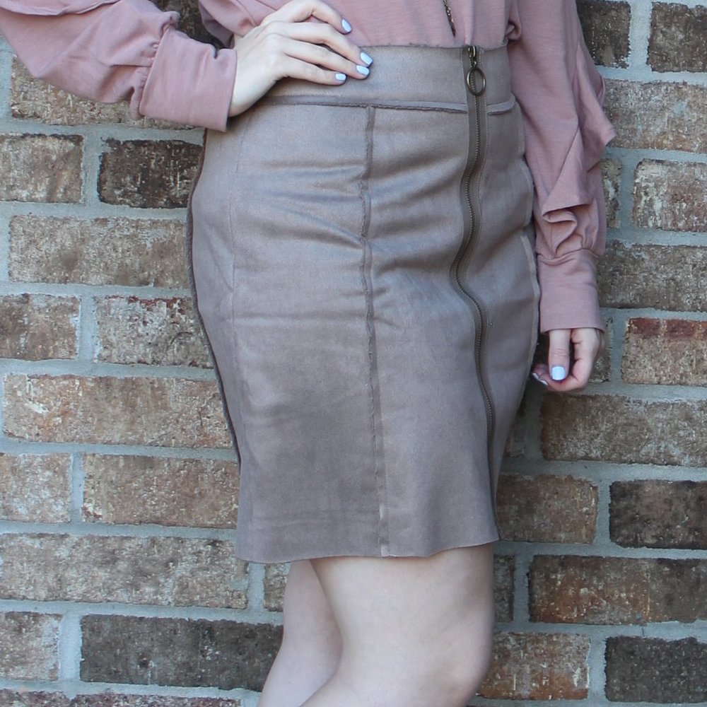 Suede Zippered Skirt